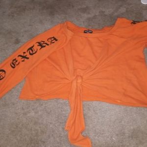 Fashion Nova orange crop top off the shoulder